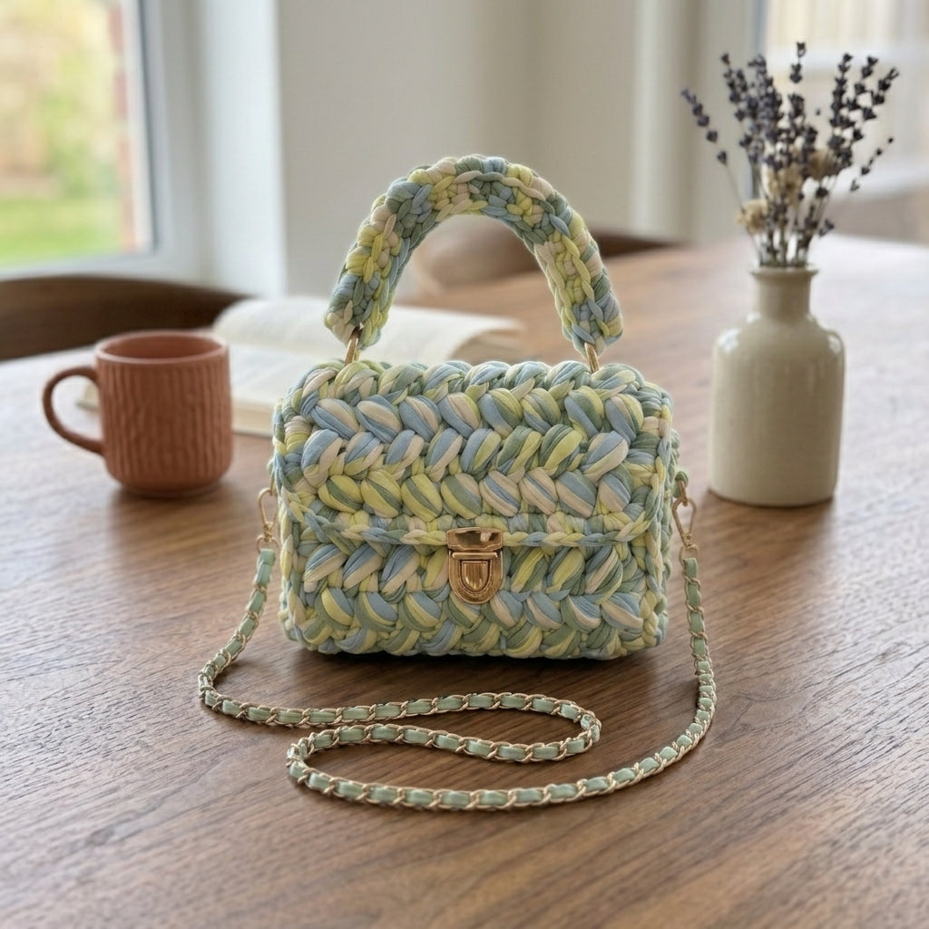 Soft Handwoven Mini Top Handle Bag