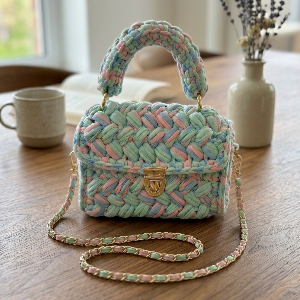 Soft Handwoven Mini Top Handle Bag