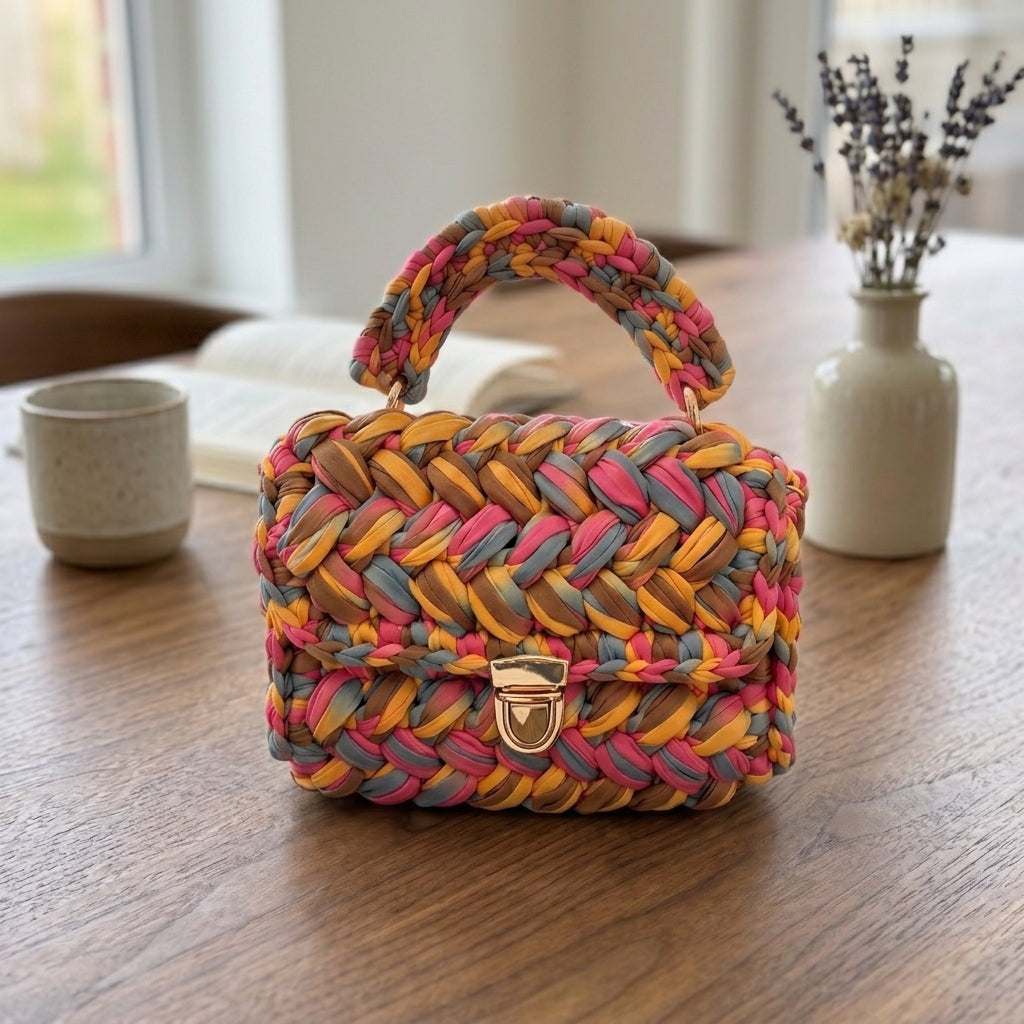 Soft Handwoven Mini Top Handle Bag