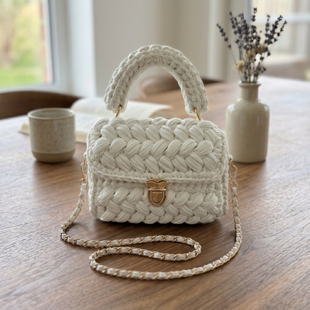 Soft Handwoven Mini Top Handle Bag