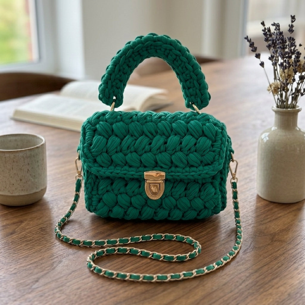 Soft Handwoven Mini Top Handle Bag